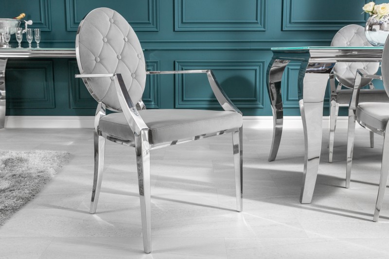 LuxD Designová židle Rococo II šedá s opěrkami - Skladem