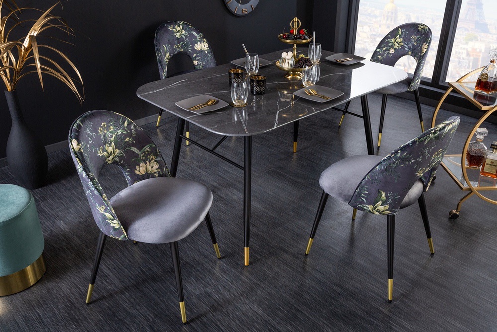 LuxD Designová jídelní židle Jalisa šedý samet