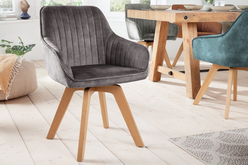 LuxD Designová otočná židle Gaura šedý samet