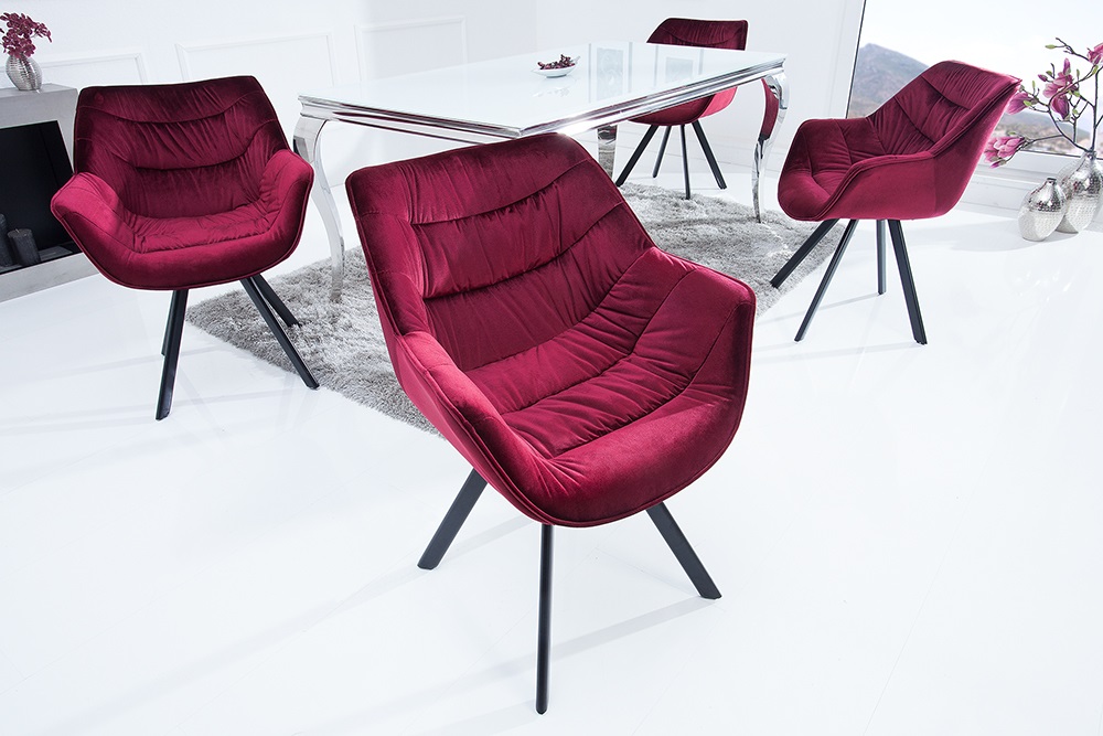 LuxD Designová otočná židle Kiara červený samet