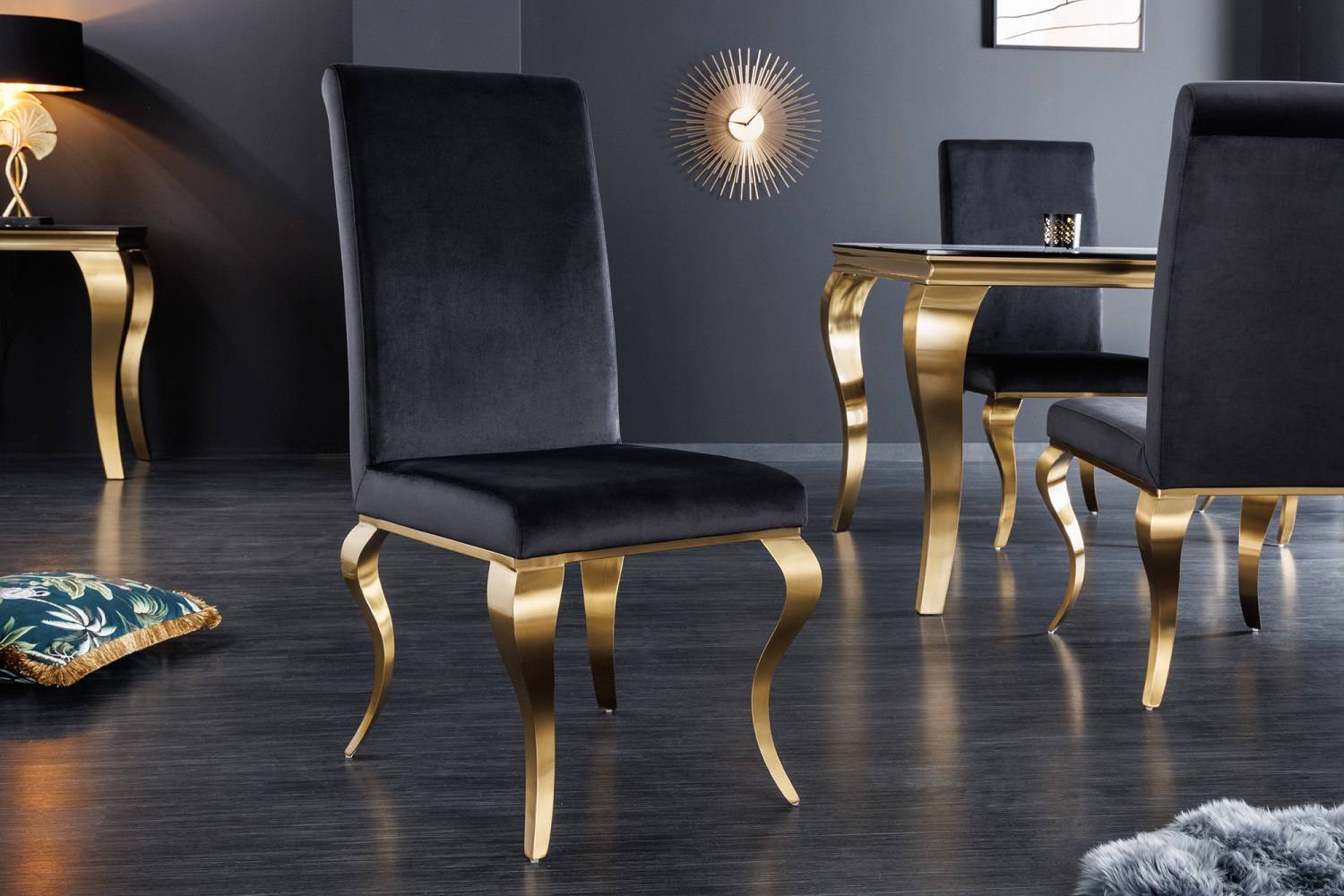 LuxD Designová židle Rococo černá / zlatá