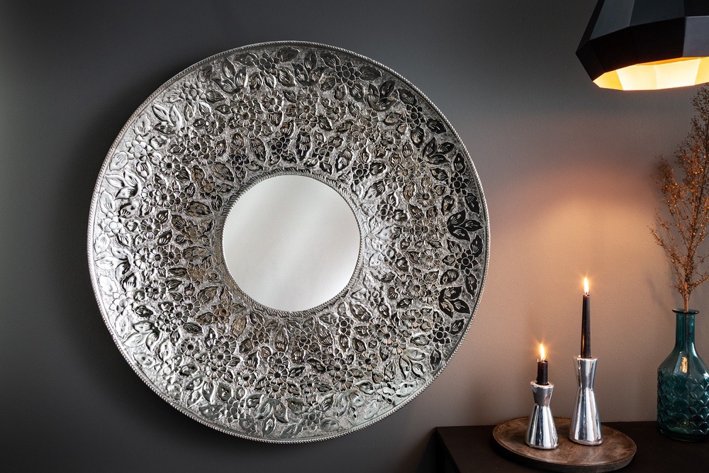 LuxD Designové nástěnné zrcadlo Latoya 81 cm stříbrné