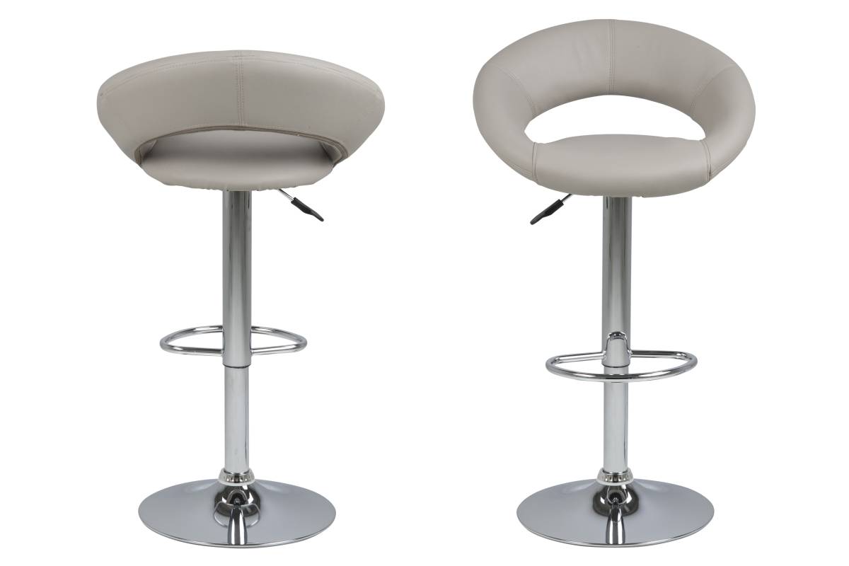 Dkton Designová barová židle Navi šedohnědá a chromová