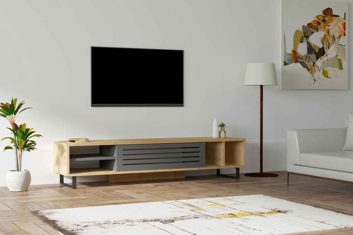 Designový TV stolek Xiomara 160 cm antracitový
