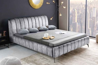 Designová postel Rotterdam 160 x 200 cm šedý samet