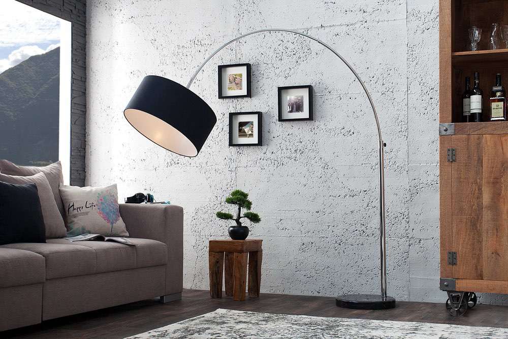 Levně LuxD 16845 Designová stojanová lampa Arch černá