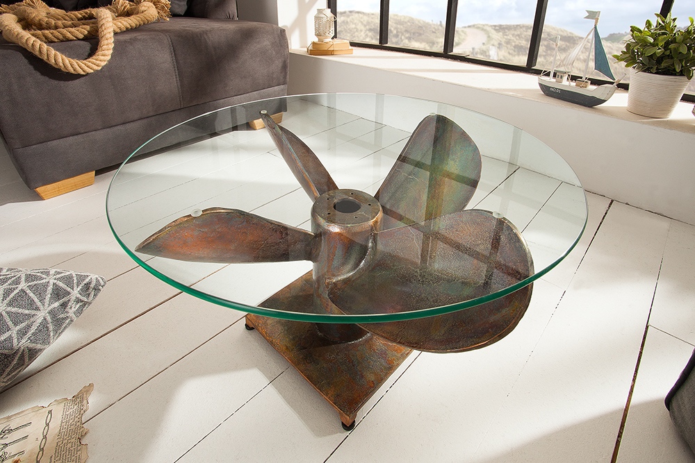 LuxD Designový konferenční stůl Propeller, 60 cm, měděný antik