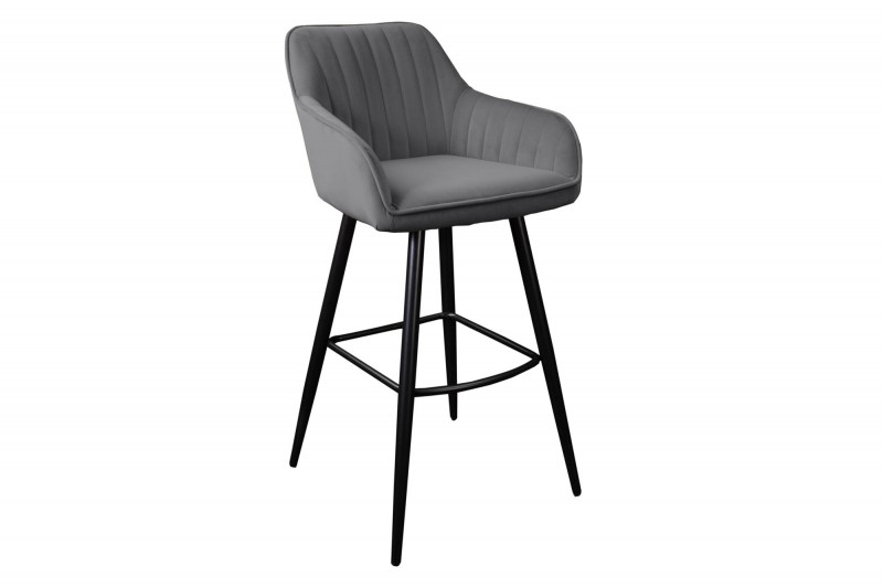 Designová barová židle Esmeralda šedý samet 