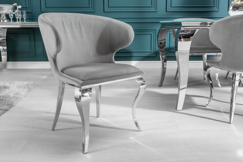 LuxD Designová židle Rococo II šedý samet