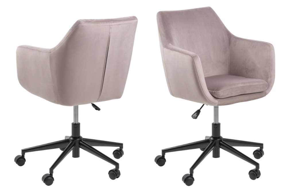 Levně Dkton Designová kancelárska židle Norris svetlo ružová