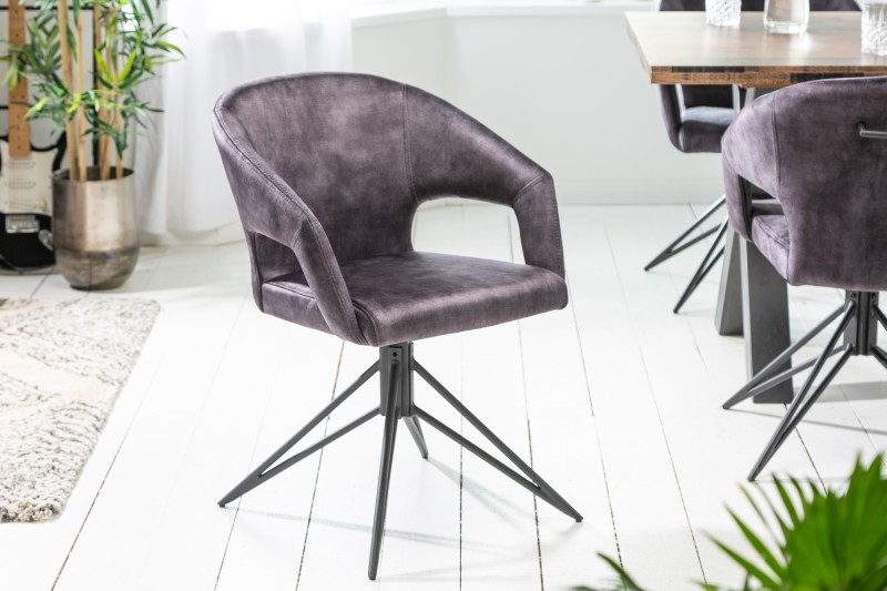 LuxD Designová otočná židle Age šedý samet