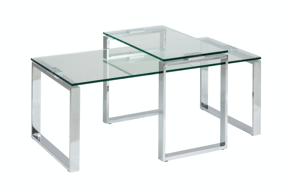 Levně Dkton Konferenční stolek 2-set Akamu čiré sklo