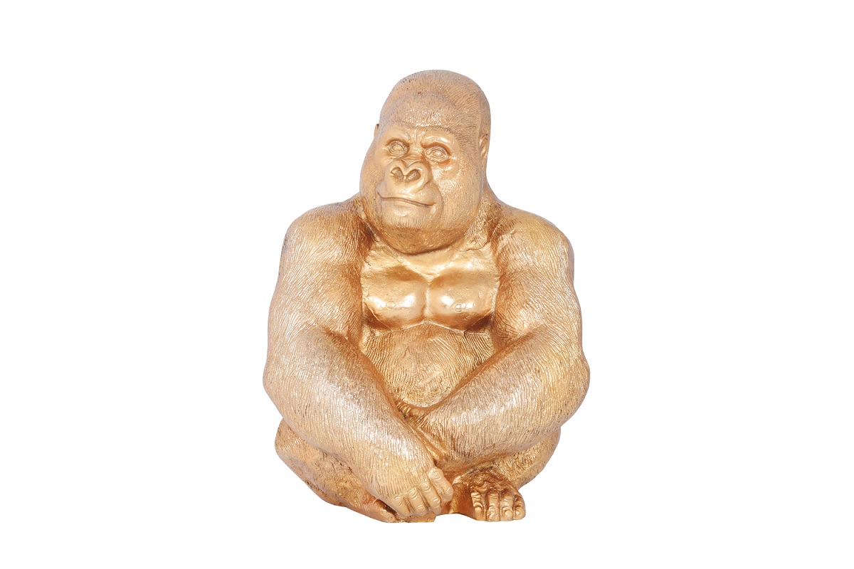 Levně LuxD Dekorace Gorila 43 cm zlatá
