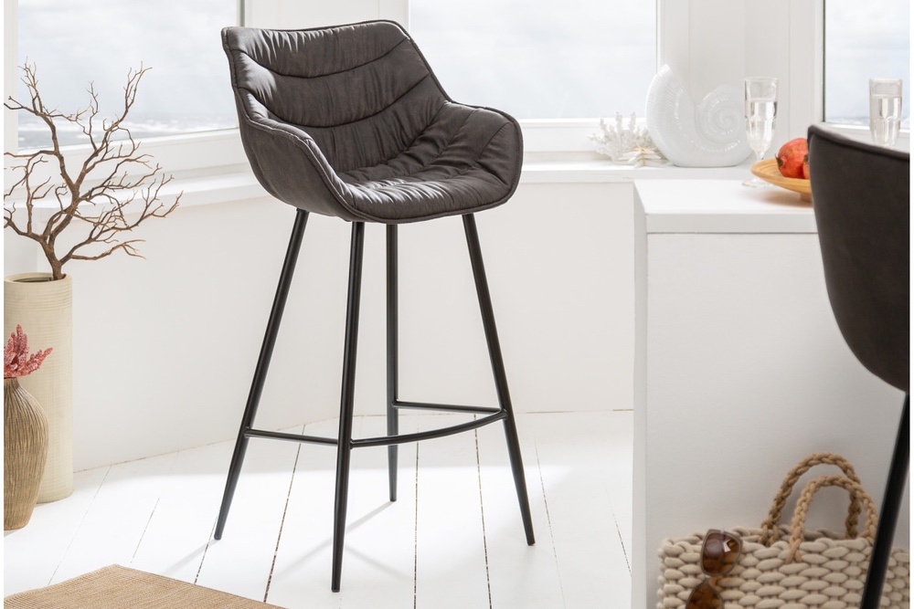 LuxD Designová barová židle Kiara antik šedá