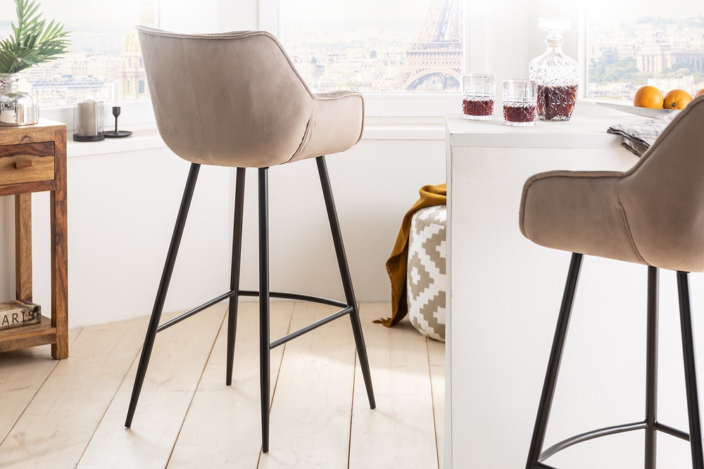 Designová barová židle Kiara šampaňský samet 