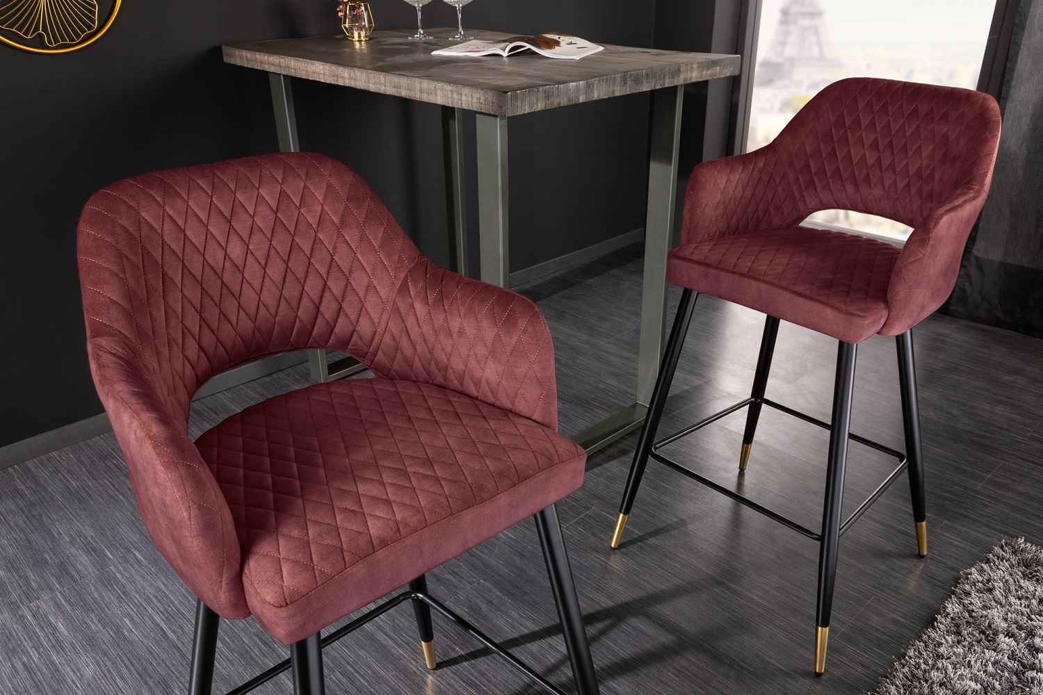 LuxD Designová barová židle Laney červený samet
