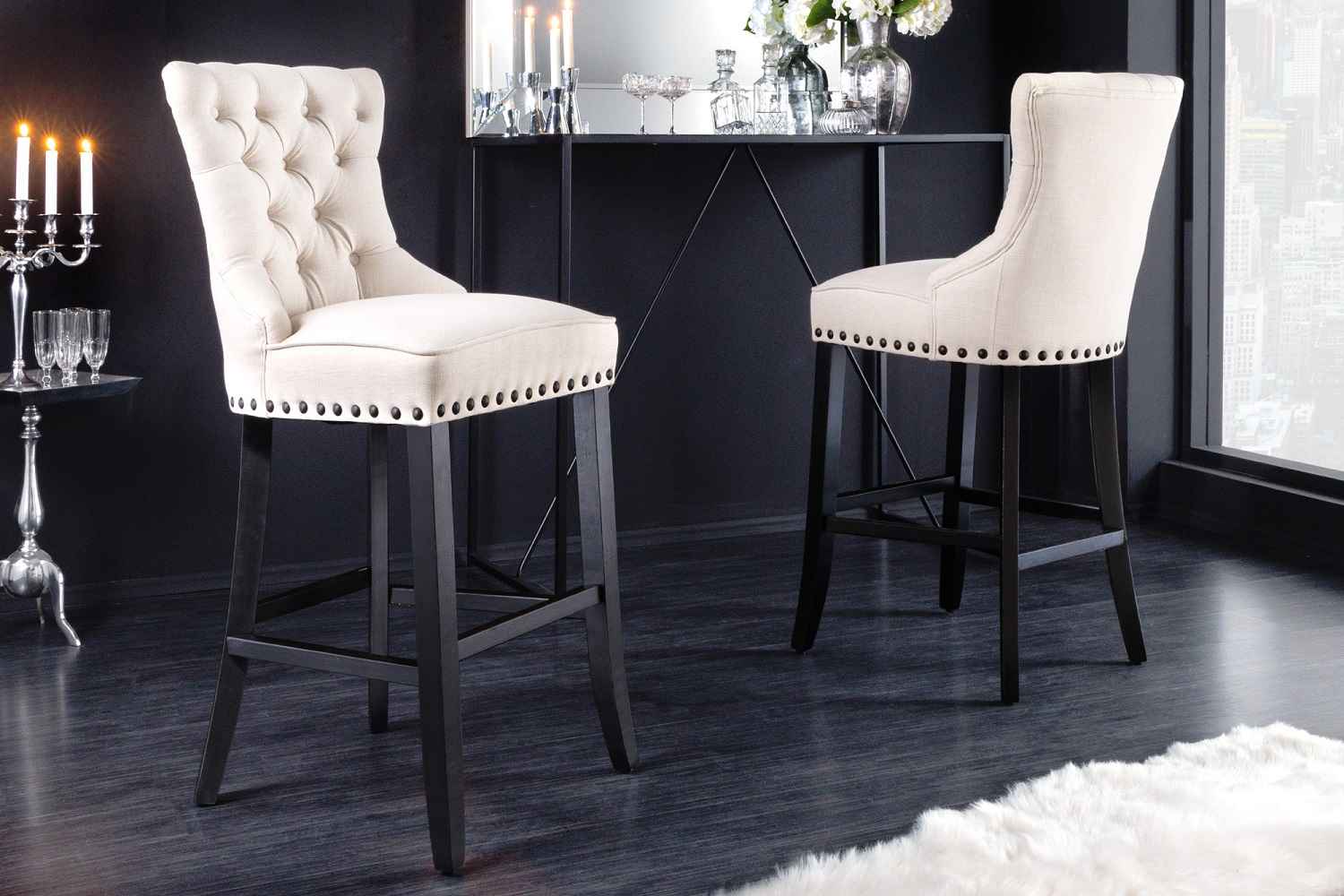Levně LuxD Designová barová židle Queen béžová