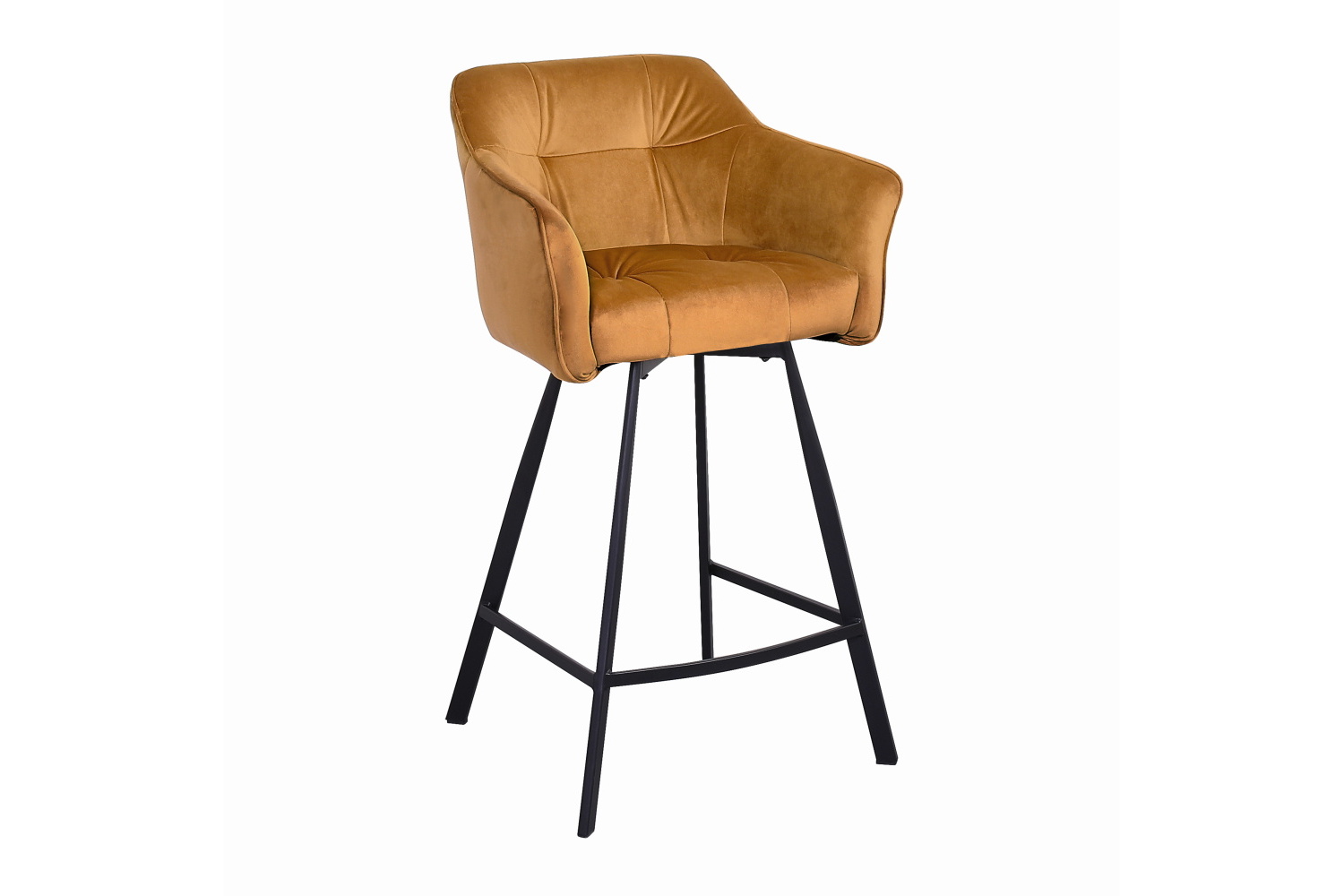 Designová barová židle s područkami Giuliana 100 cm hořčičný samet 