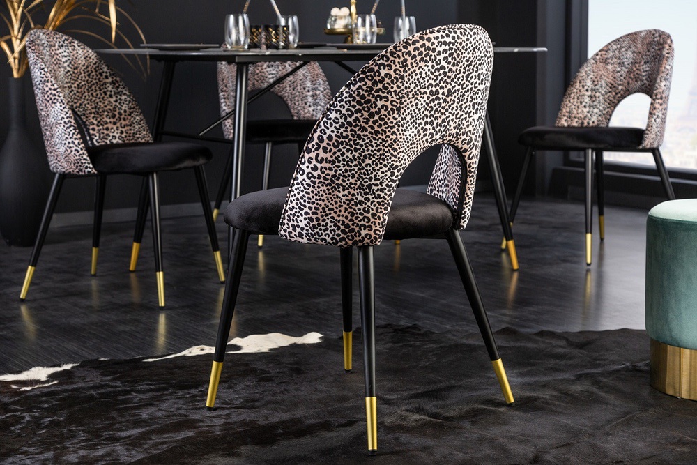 Designová jídelní židle Jalisa leopardí samet
