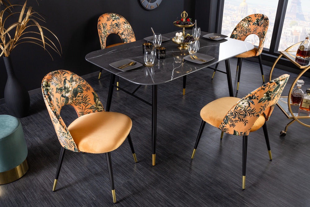 LuxD Designová jídelní židle Jalisa žlutý samet