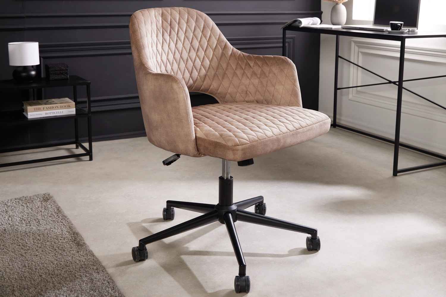 LuxD Designová kancelářská židle Laney šedo-béžový samet