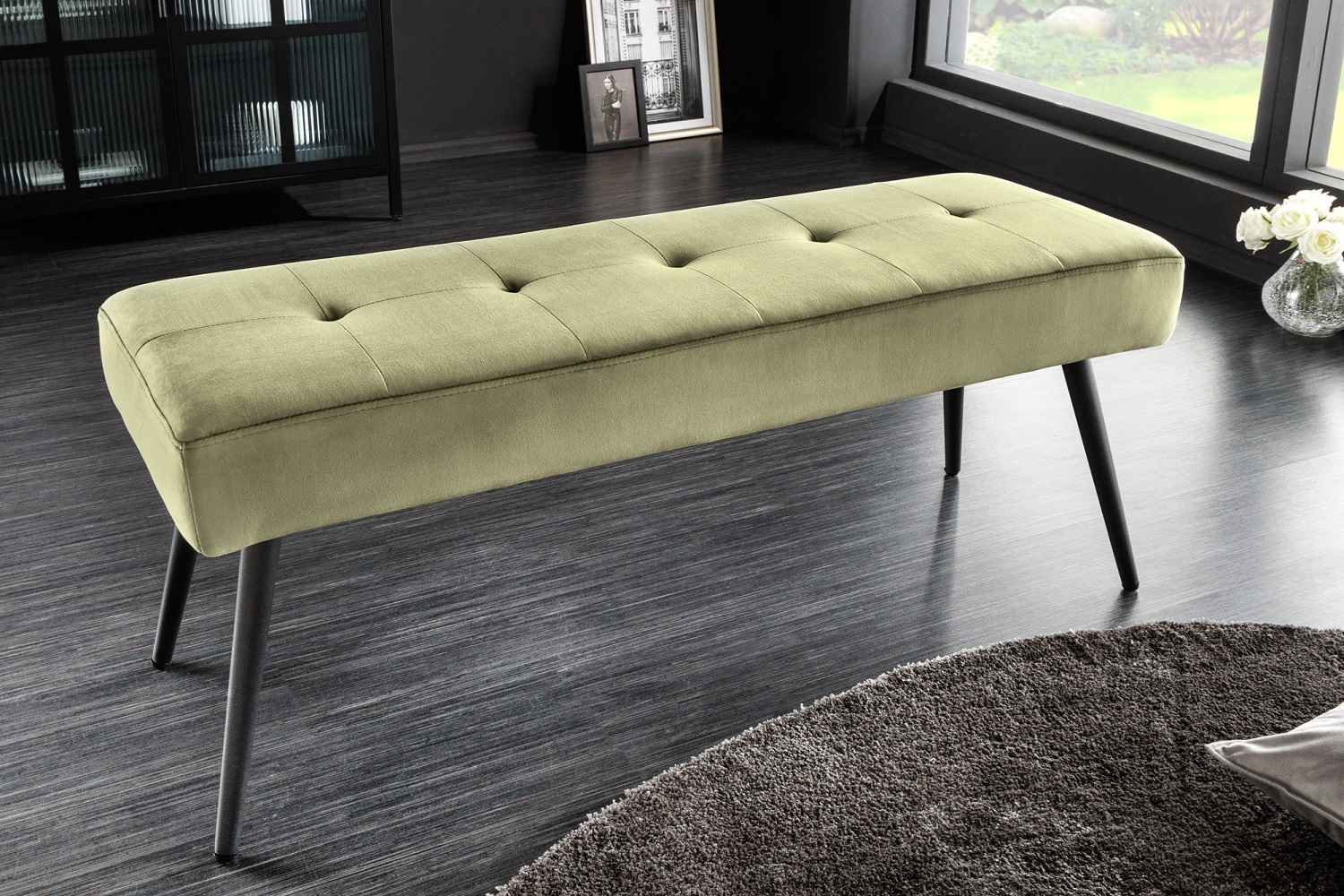 LuxD Designová lavice Bailey 100 cm olivovo-zelený samet