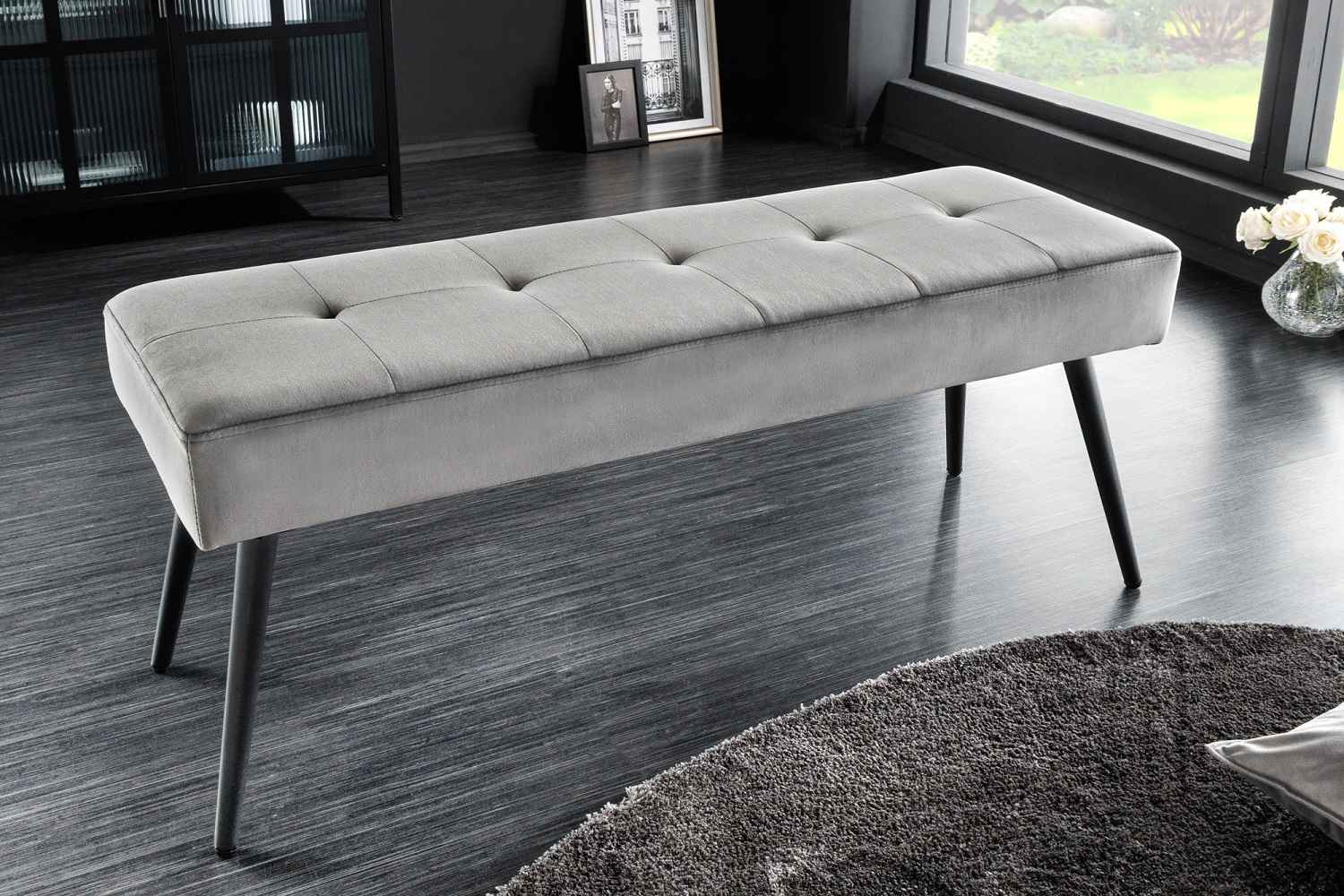 LuxD Designová lavice Bailey 100 cm tmavě šedý samet