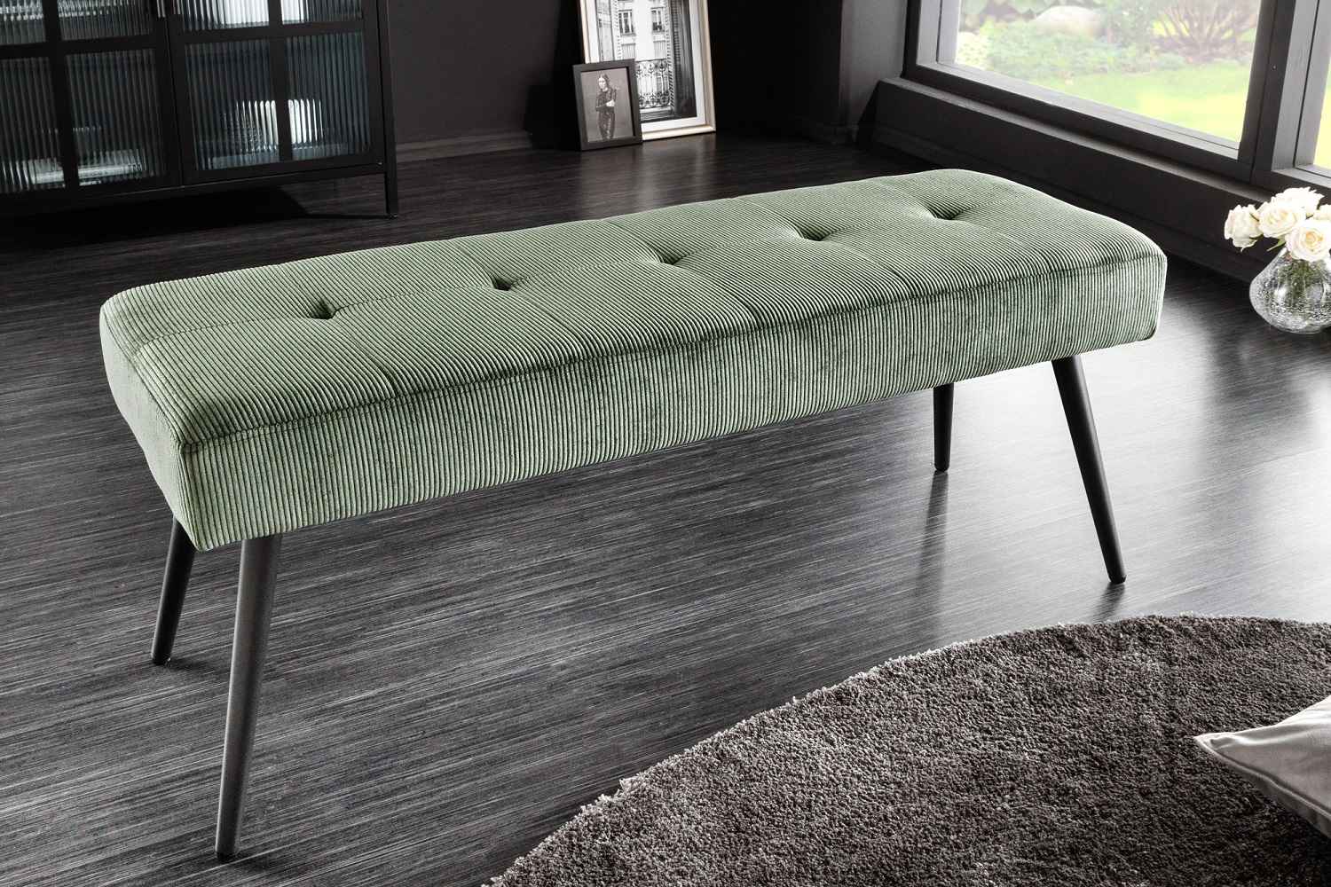 Levně LuxD Designová lavice Bailey 100 cm zelený manšestr