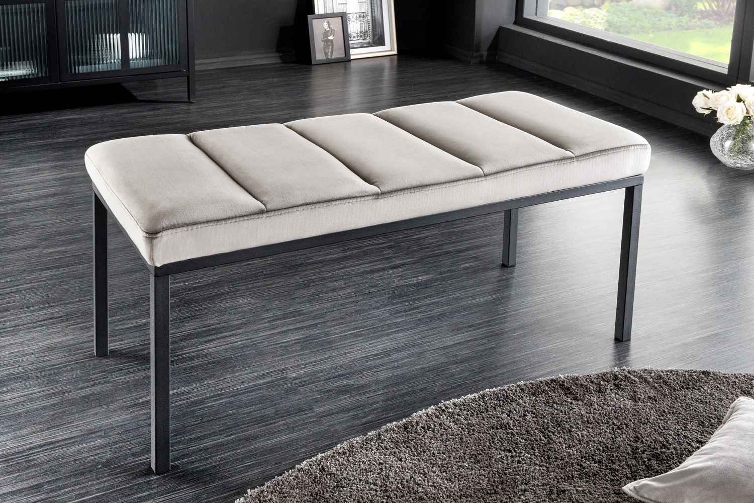 Levně LuxD Designová lavice Bailey 80 cm světle šedý samet