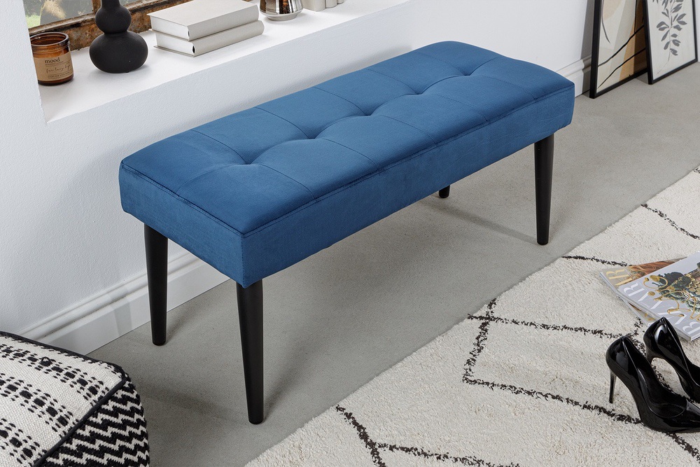 LuxD Designová lavice Bailey 95 cm modrý samet