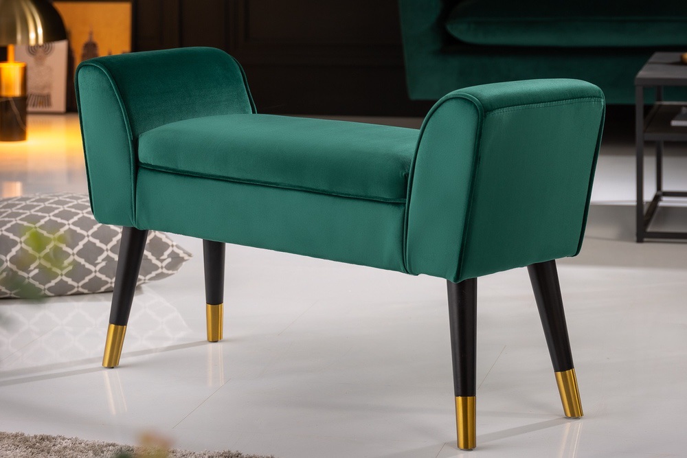 LuxD Designová lavice Dafina 90 cm samet smaragdová zelená