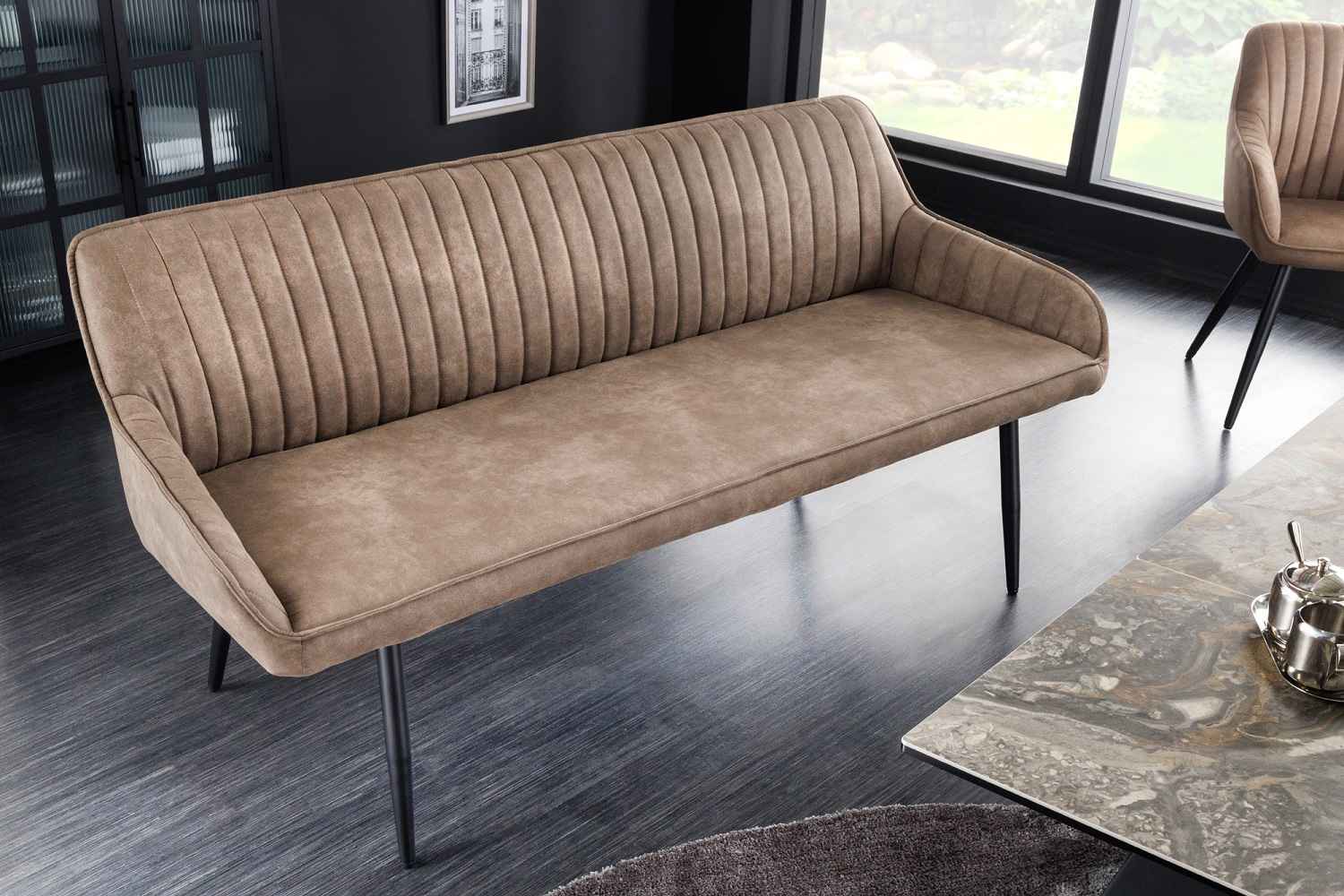 Levně LuxD Designová lavice Esmeralda 160 cm taupe