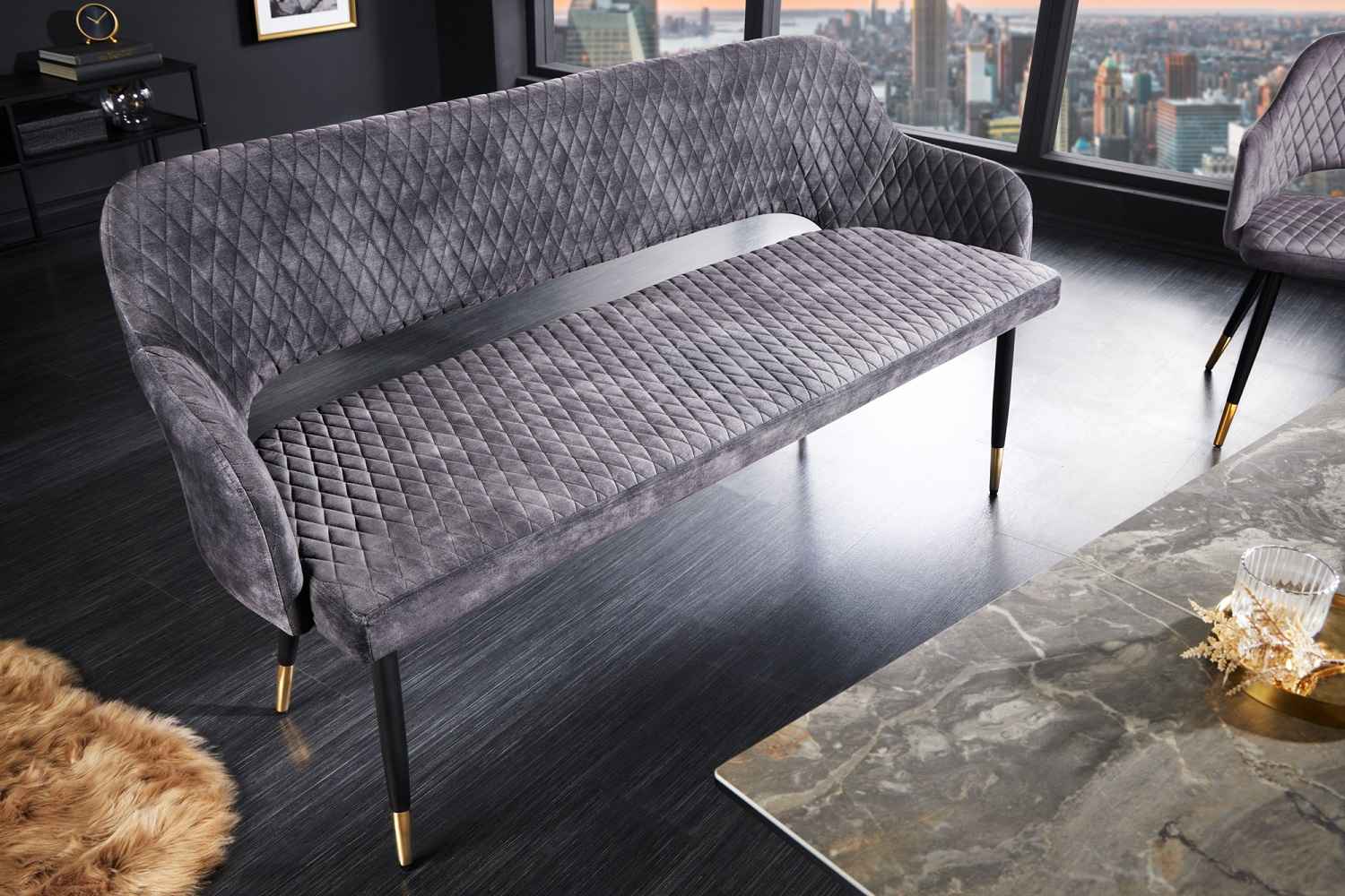 Levně LuxD Designová lavice Laney 162 cm šedý samet