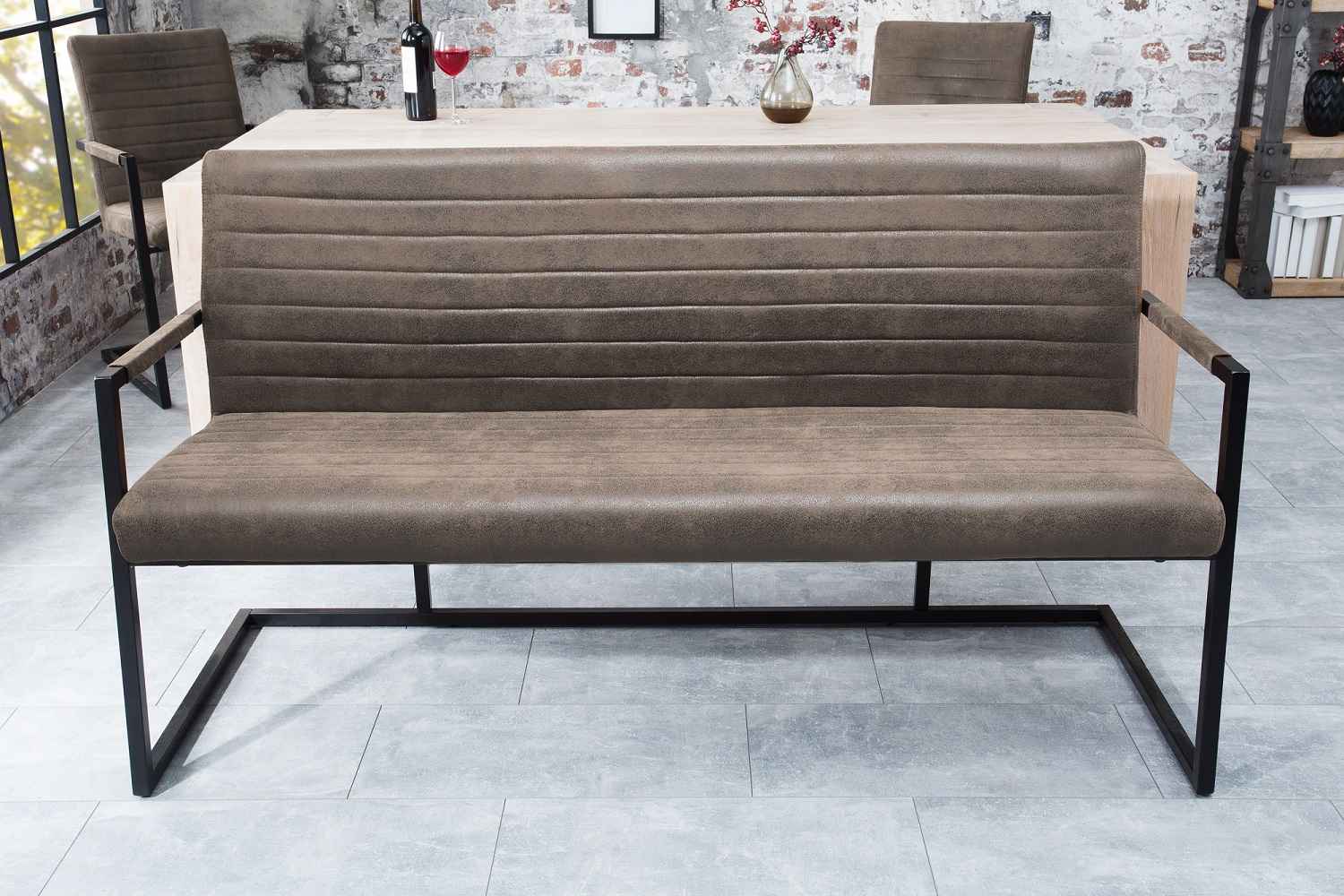 Designová lavice Maximiliano 160 cm vintage taupe