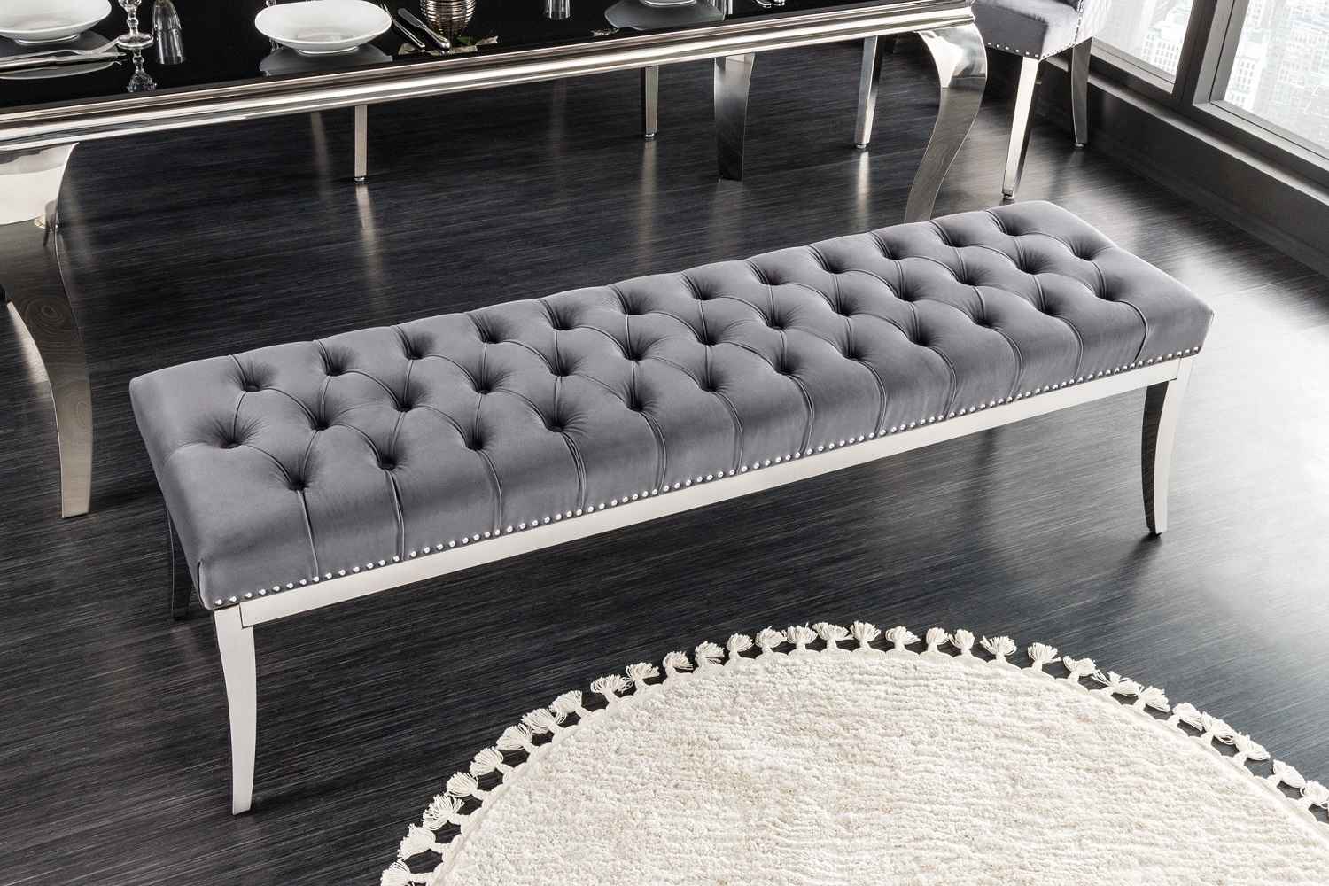 LuxD Designová lavice Queen 164 cm šedý samet