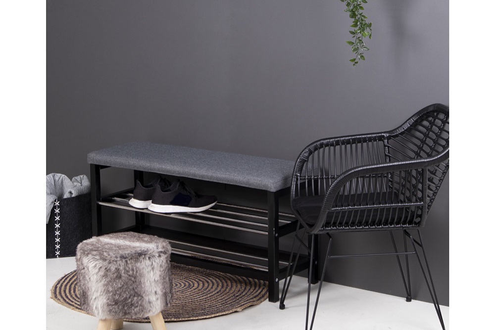 Designová lavice Rhory 100 cm šedá / černá 