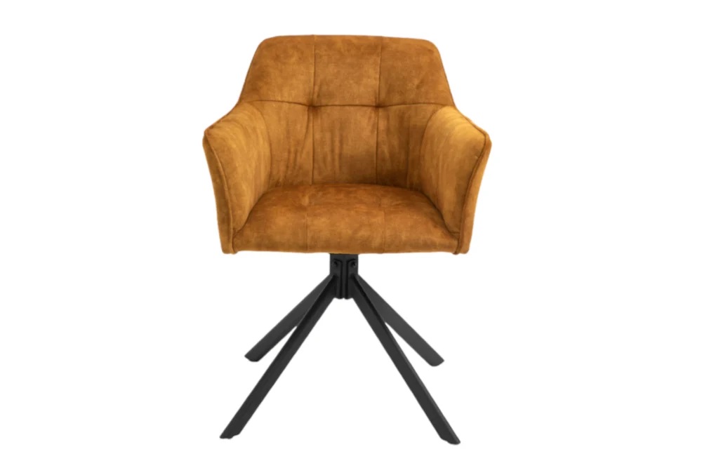 Designová otočná židle Galileo hořčicovo-žlutý samet - Skladem