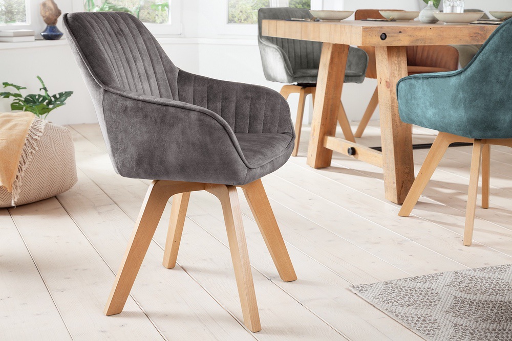 Designová otočná židle Gaura šedý samet 
