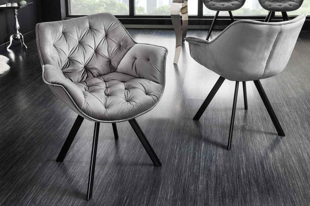 Levně LuxD Designová otočná židle Kiara II šedý samet