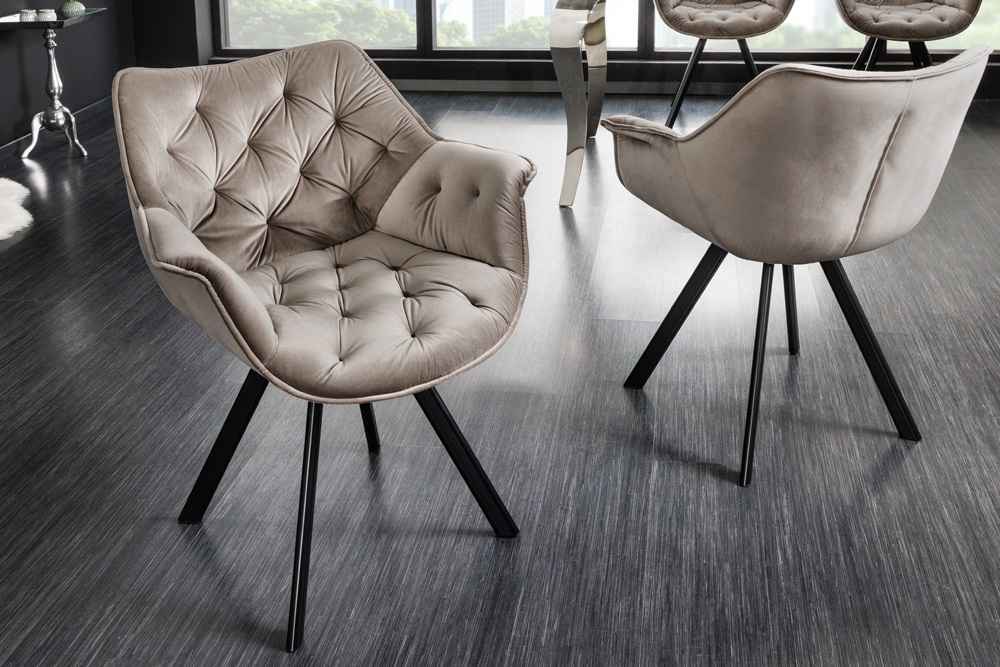 Levně LuxD Designová otočná židle Kiara šampaňský samet