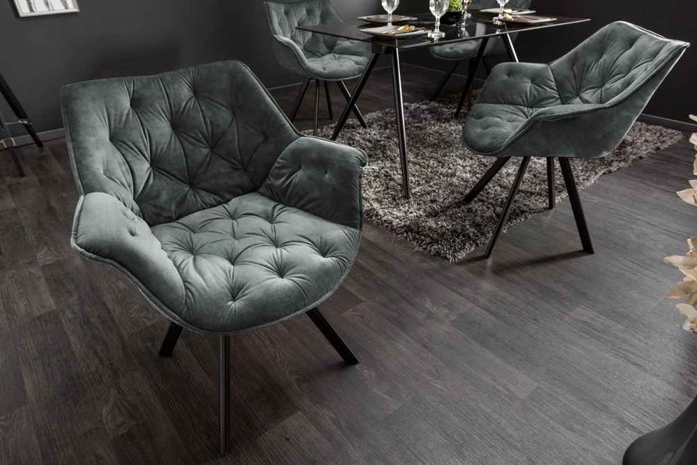 LuxD Designová otočná židle Kiara tmavě zelený samet