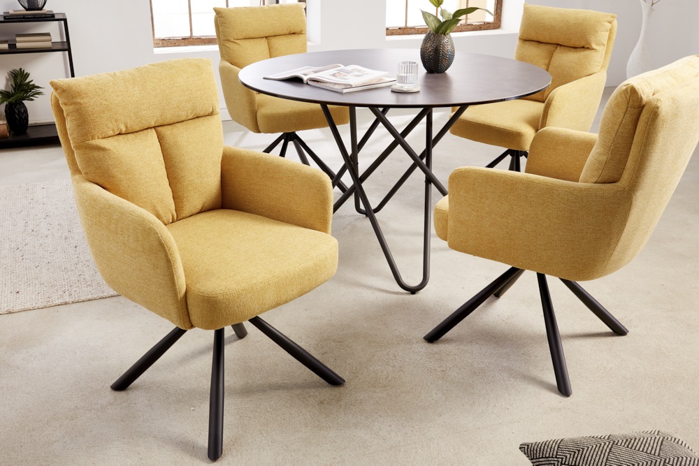 LuxD Designová otočná židle Maddison hořčicová žlutá