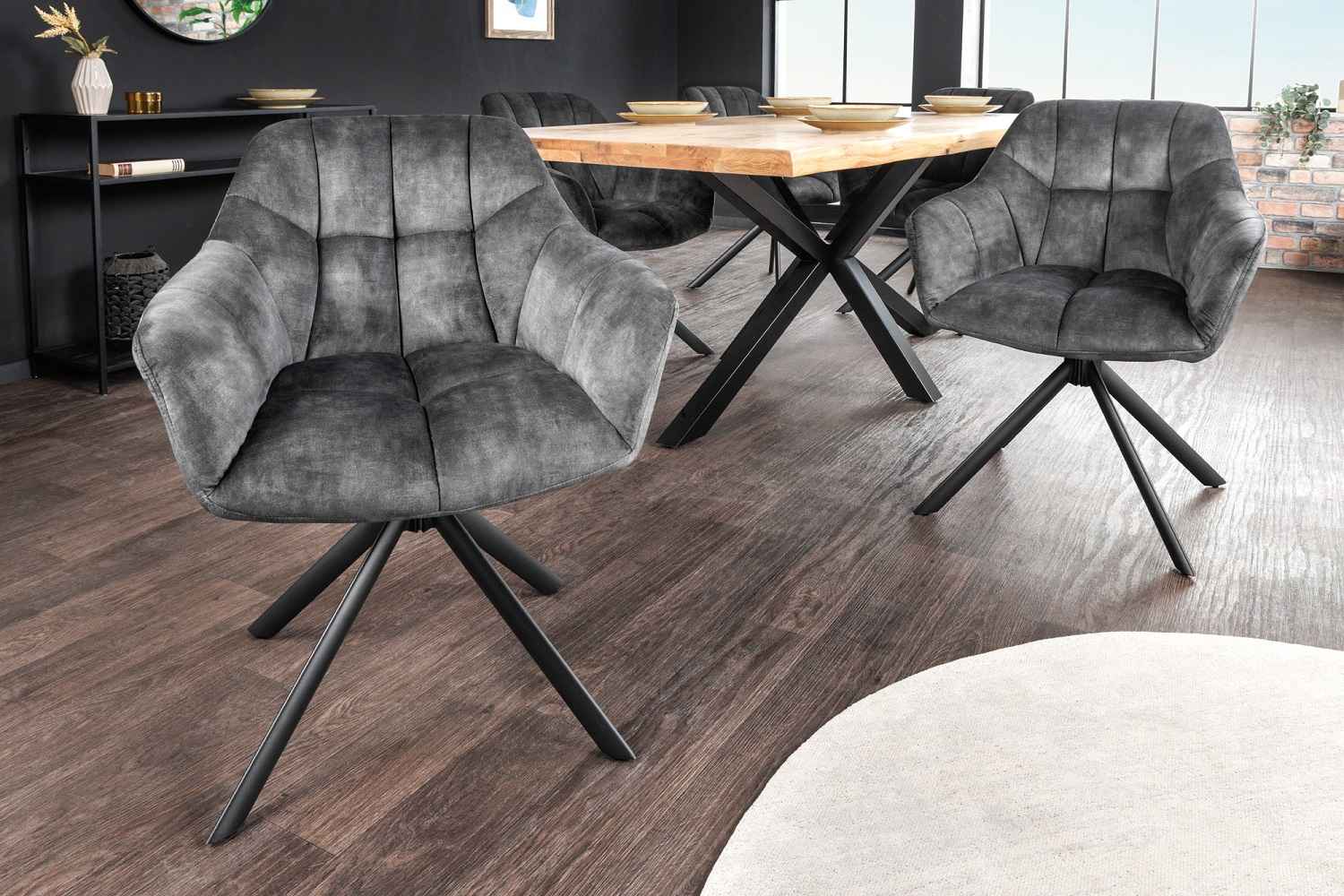Designová otočná židle Vallerina šedý samet