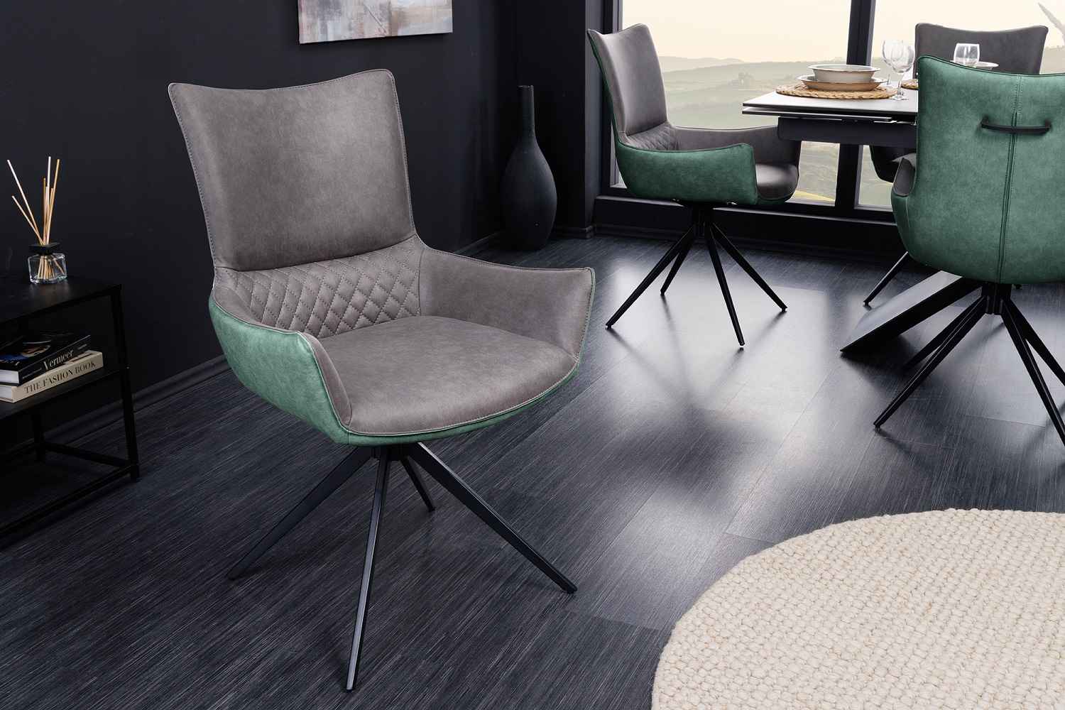 LuxD Designová otočná židle Wendell šedá / zelená