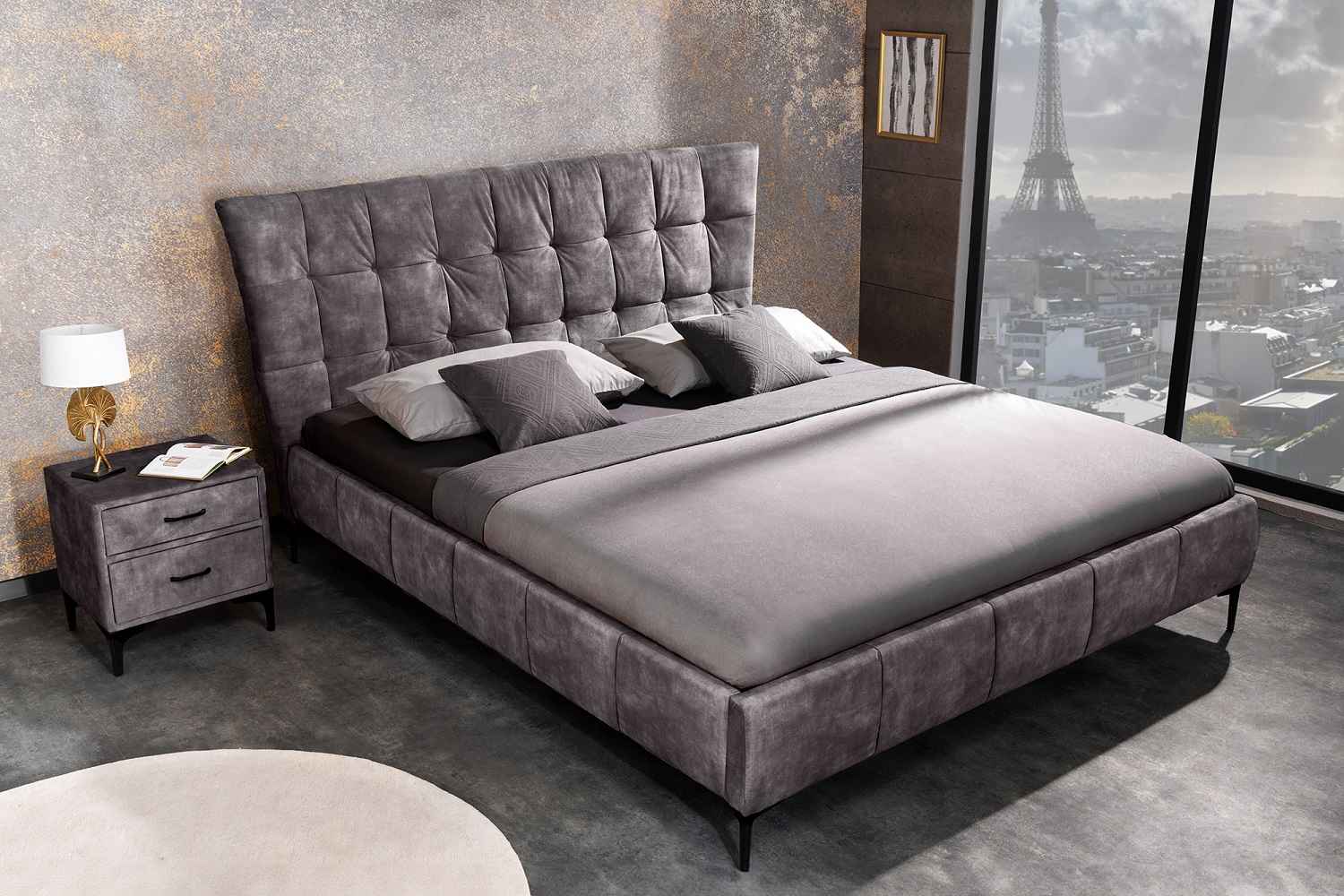 Levně LuxD Designová postel Bailey 160 x 200 cm tmavě šedý samet