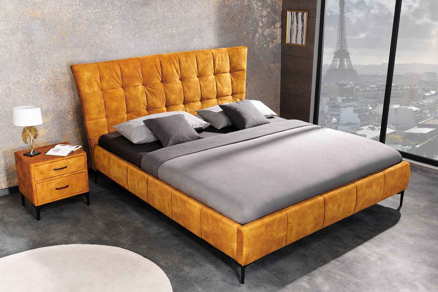 Levně LuxD Designová postel Bailey 180 x 200 cm hořčicový samet