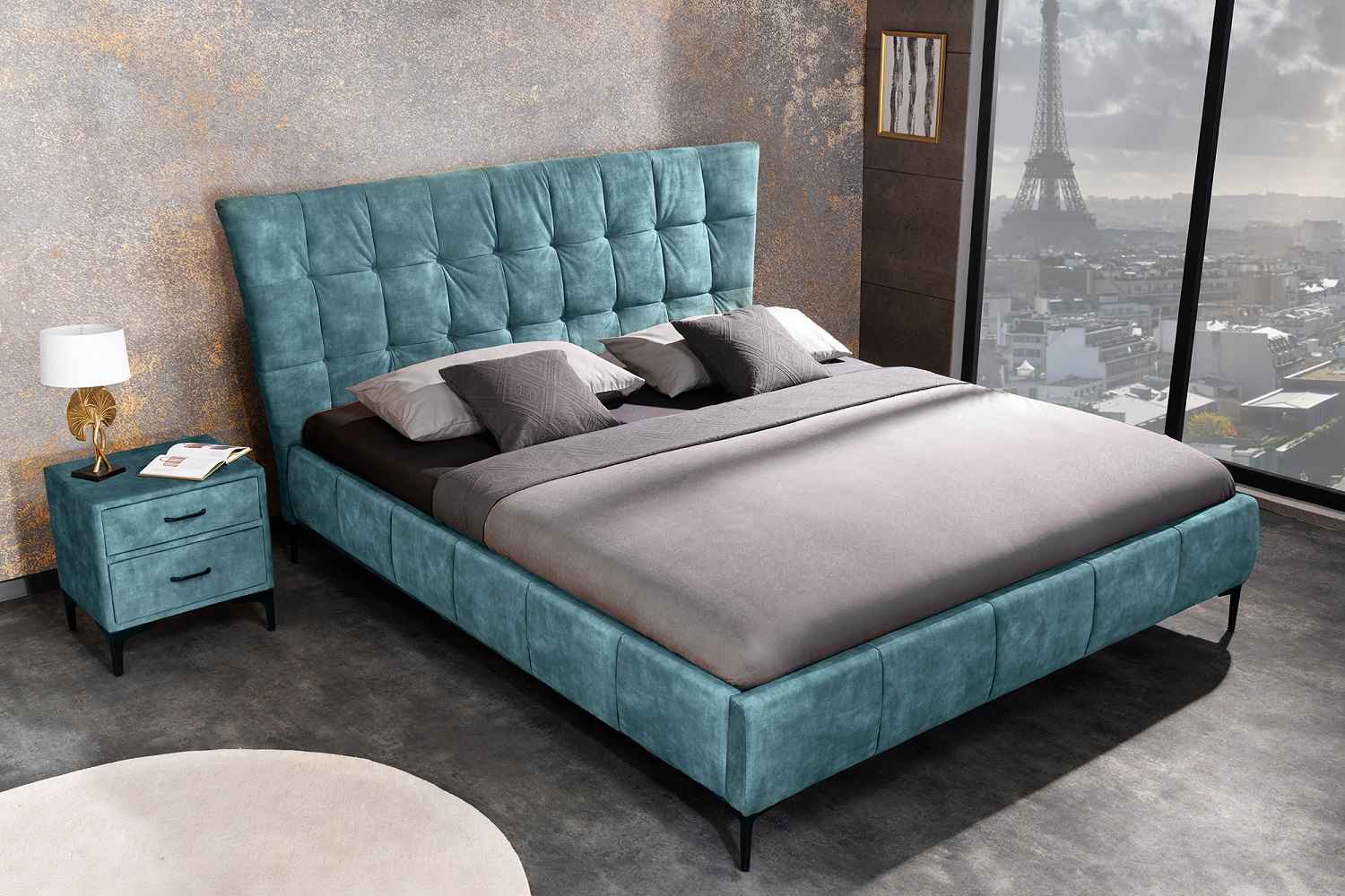 Levně LuxD Designová postel Bailey 180 x 200 cm petrolejový samet
