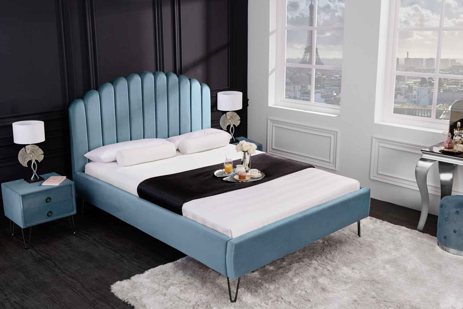 Levně LuxD Designová postel Palmira 140 x 200 cm akvamarinová