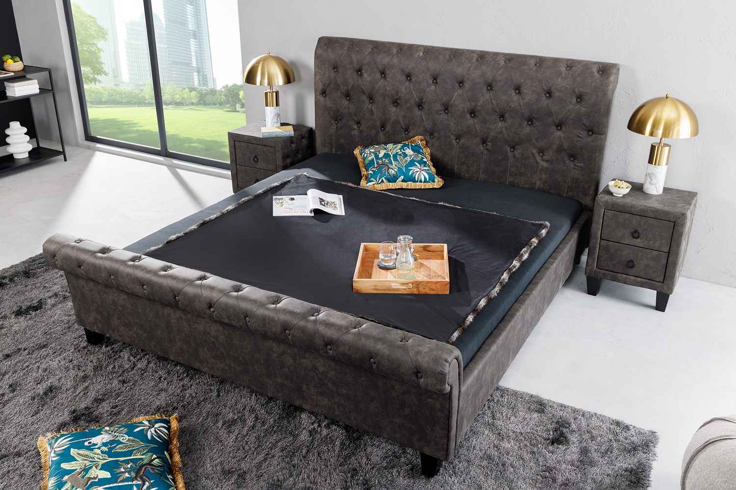 LuxD Designová postel Viviano 180 x 200 cm tmavě šedá