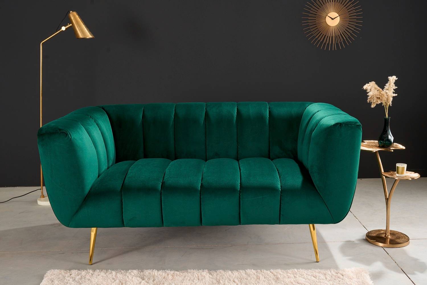 LuxD Designová sedačka Nikolai 165 cm smaragdová zelená